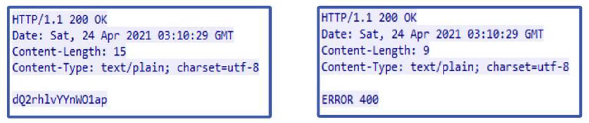 The response from the control server to the victim check-in is either command(s) to be executed on the victim host, or “ERROR 400”